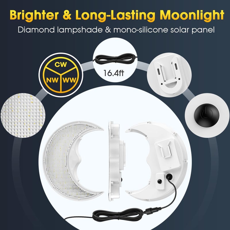 SunBonar Solar Moon Lights Indoor/Outdoor, Solar Shed Light with On/Off Switch & Remote & Timer, Daytime & Night Dimmable 3200K/4000K/6000K, Easy to Use Ceiling Lights for Patio Porch Balcony Garden - Image 5
